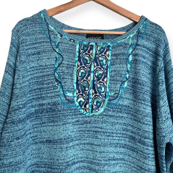 KOOS Of Course! 100% Silk Space Dye Artsy Tunic Sweater Women's Size 1X - Picture 3 of 10